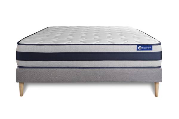 Bettgestell und Matratze Actimemo ergo Grau - Massivholz - 130 x 53 x 200 cm