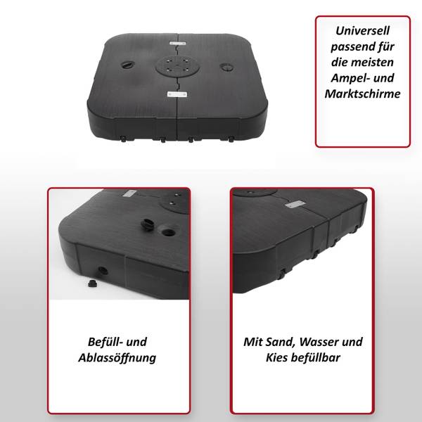 Porte-parasol XXL F54 Noir - Matière plastique - 97 x 18 x 97 cm