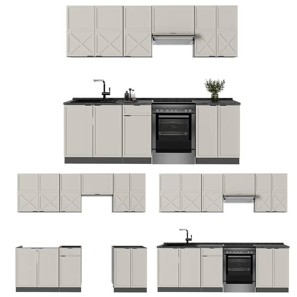 Complete keukeneenheid Fame-Line 50457 antracietkleurig - taupe