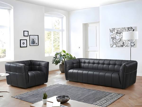 Couchgarnitur mit Sessel DUGORI 2er-Set Schwarz