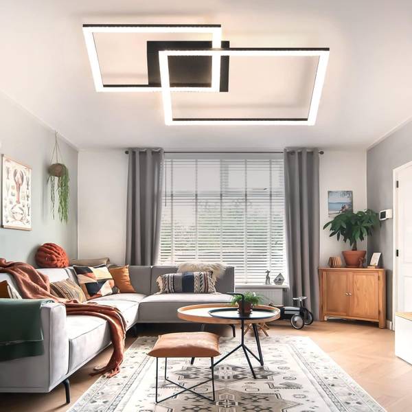 Plafonnier LED Beatrice Noir - Métal - 48 x 9 x 57 cm