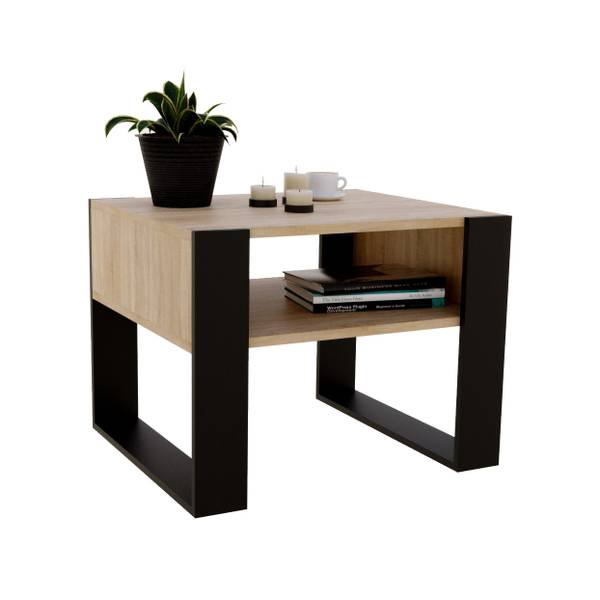 Couchtisch KARO 65 Schwarz - Braun - Holzwerkstoff - 65 x 45 x 54 cm
