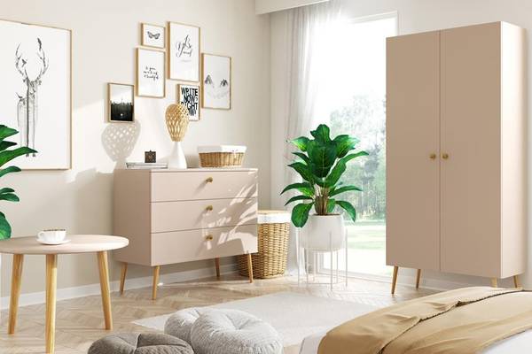 Kleiderschrank mit Stange Beige kaufen