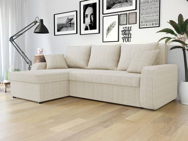 Ecksofa Kris Cord Cremeweiß