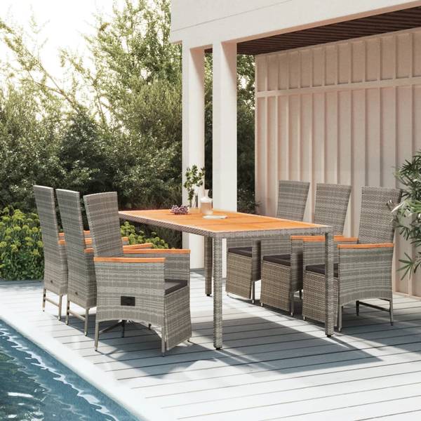 Garten-Essgruppe 3028994-2 (7-teilig) Grau - Polyester - Akazie - Stahl - 190 x 75 x 90 cm