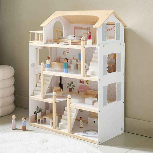Puppenhaus BLANCHE 19 tlg Weiß - Holzwerkstoff - 32 x 81 x 61 cm
