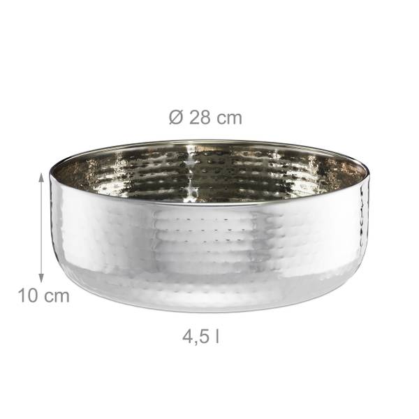 Salatschüssel mit Besteck Silber - Metall - 28 x 10 x 28 cm