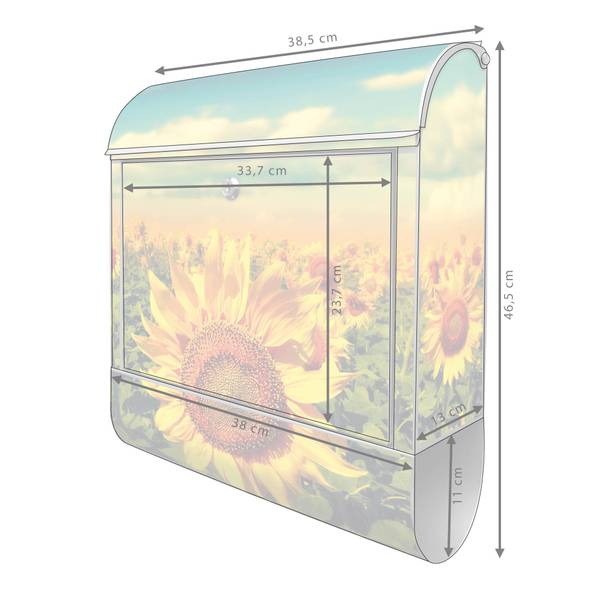 Briefkasten Stahl Sonnenblumen Grau - Stahl - 38 x 46 x 13 cm