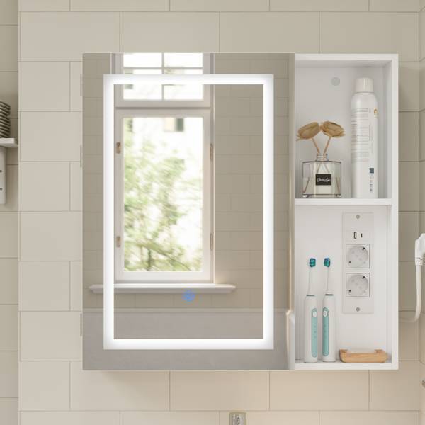 Spiegelschrank BZR239-E-W Weiß - Holzwerkstoff - 16 x 60 x 60 cm