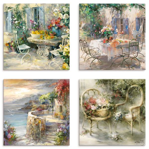Leinwandbilder Set 4tlg. Sommer Garten 30 x 30 cm