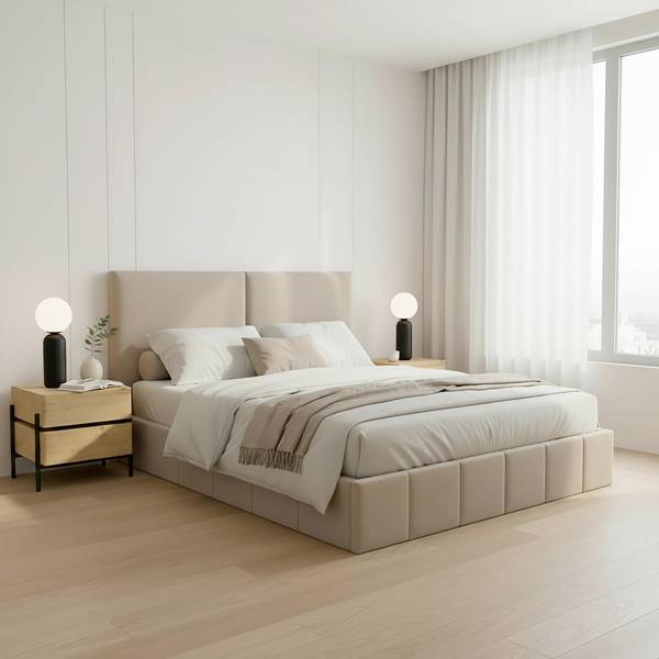 Polsterbett MILA Grau - Metall - Textil - Holz teilmassiv - 197 x 1 x 180 cm