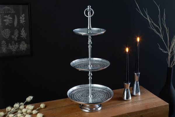 Etagere ORIENT Silber - Metall - 30 x 65 x 30 cm