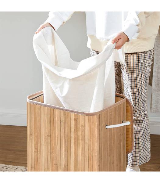 Wäschekorb Mondeville Bambus / Webstoff - Braun