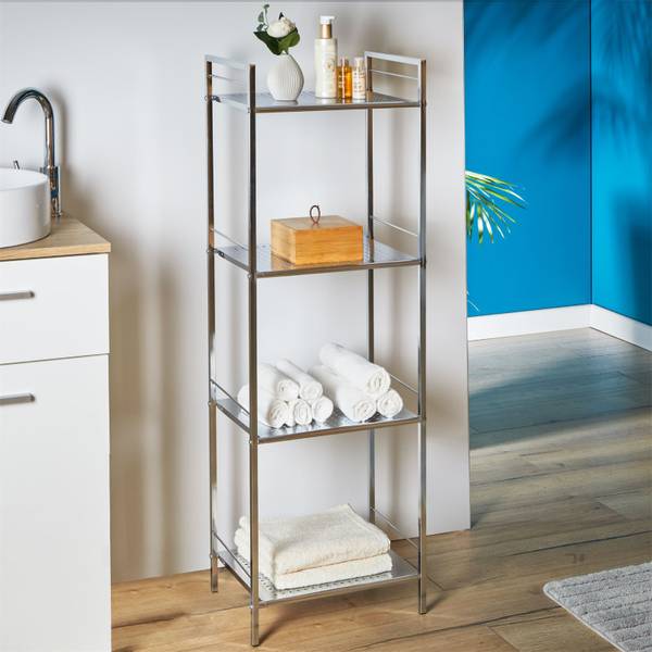 Etagère de salle de bain MATIS Argenté - Acier inoxydable - 38 x 114 x 30 cm