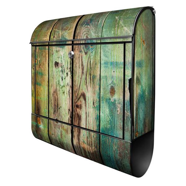 Briefkasten Stahl Grünes Holz Schwarz - Stahl - 38 x 46 x 13 cm