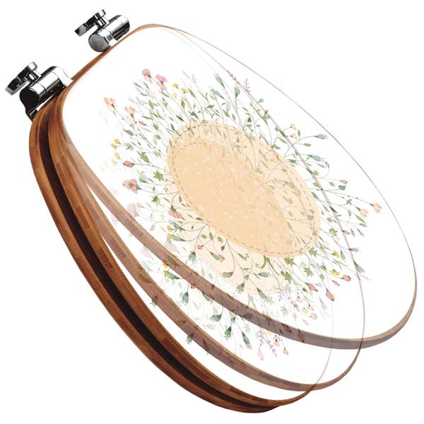 WC-Sitz mit Absenkautomatik Hibiskus Kre Bambus - Holzwerkstoff - 38 x 5 x 49 cm