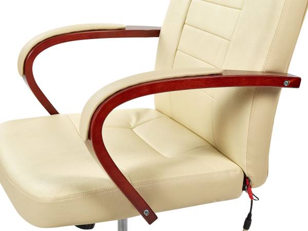 Fauteuil massant DIAMOND Beige - Noir - Marron - Cuir véritable - 66 x 118 x 67 cm