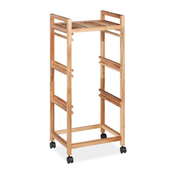 Rangement salle de bain 3 corbeilles Noir - Marron - Gris - Polyester - 44 x 96 x 34 cm