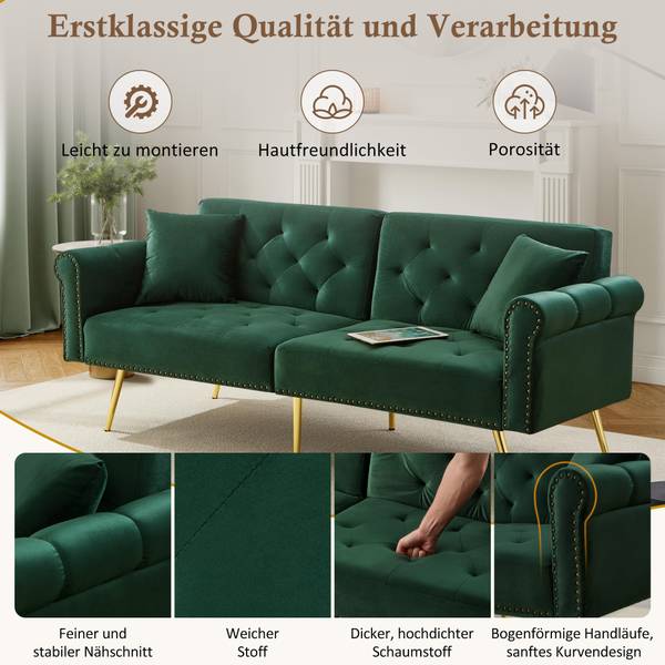 2-Sitzer-Schlafsofa Lelantos Ⅲ Grün