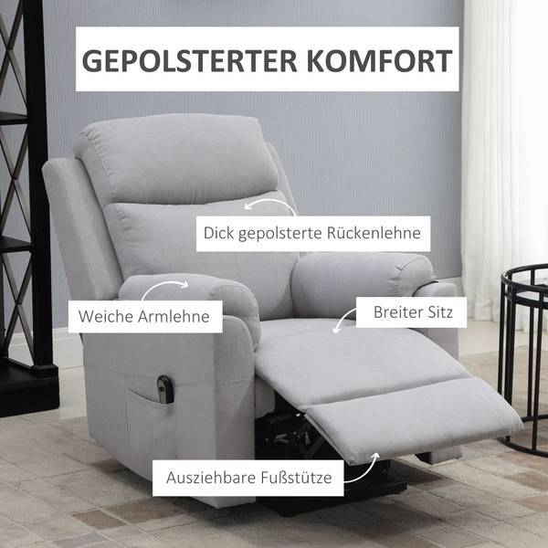 Aufstehsessel 713-094V90LG Glas Grau - Hellgrau