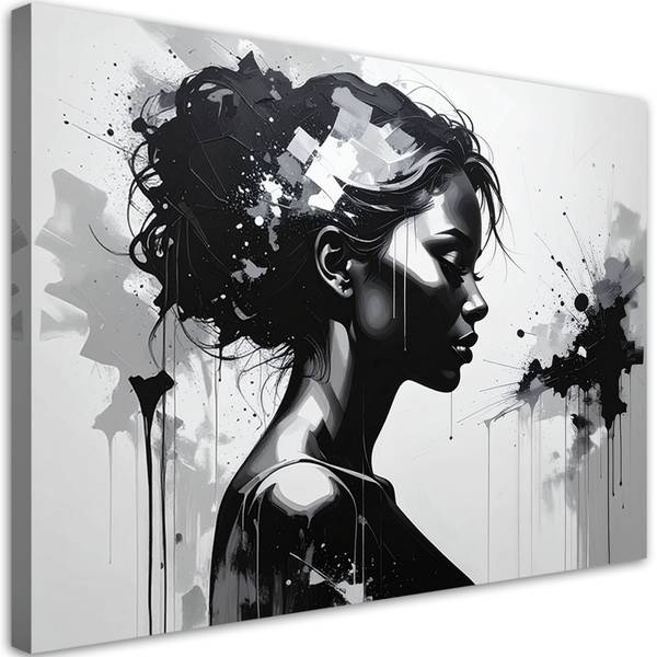 Wandbild Frauen Schwarz - Polyester - 60 x 40 x 3 cm