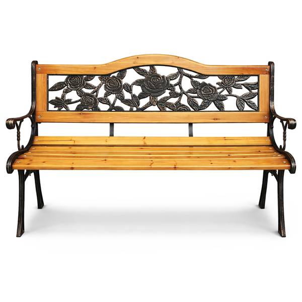 Gartenbank ROSA Schwarz - Braun - Stahl - 125 x 77 x 52 cm