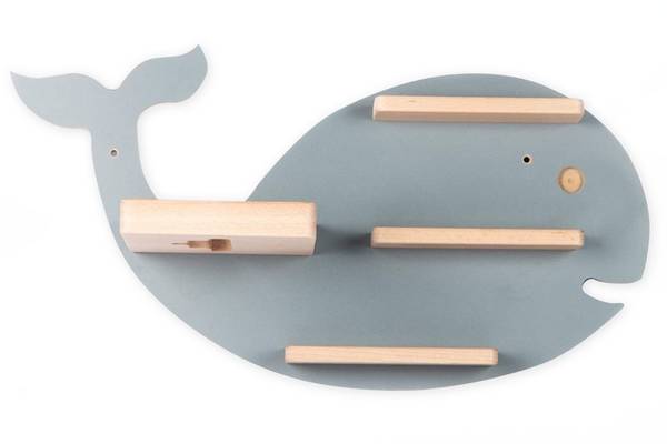 Wandregal Tier Wal Grau - Holzwerkstoff - 51 x 29 x 19 cm