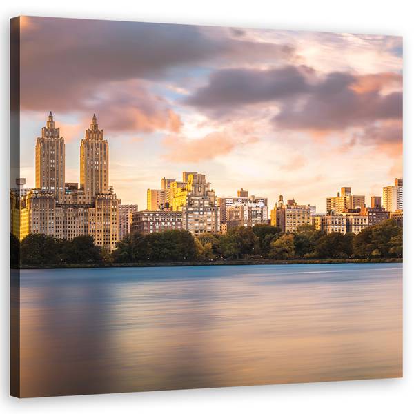 Wandbild Sonnenuntergang über der Stadt 60 x 60 cm