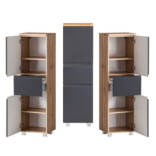 Badmöbel-Set VASTO-03-23 6er-Set Grau - Holzwerkstoff - 220 x 200 x 0 cm