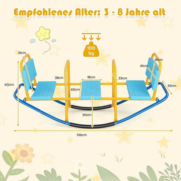 Schaukelwippe 3 Sitz Blau