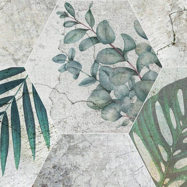 2 Wandpaneel Badezimmer-MIX & VÉGÉTAL Polyester PVC - 70 x 30 x 70 cm