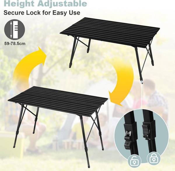 Campingtisch Wayne Schwarz - Aluminium - 120 x 79 x 69 cm