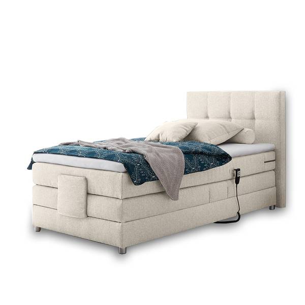 Boxspringbett MANAUS-09-3 Beige - Webstoff - 130 x 112 x 208 cm