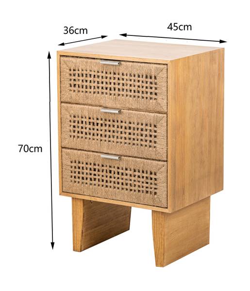 Kommode MERIDA Braun - Rattan - 45 x 71 x 36 cm