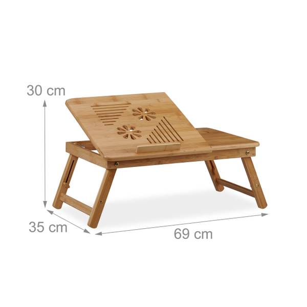 Table d’Ordinateur Bambou Régler Hauteur Marron - Bambou - 69 x 30 x 35 cm