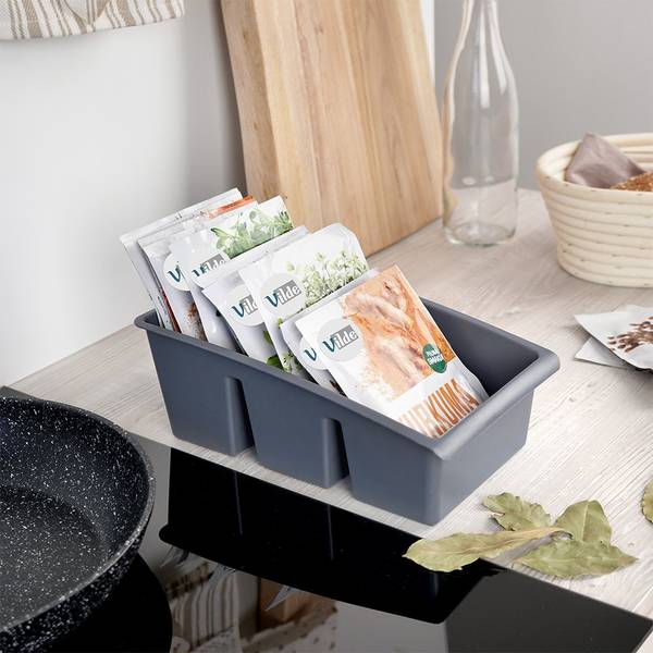 Gewürzbeutel Organizer 2er Set SET677 Grau - Kunststoff - 15 x 9 x 25 cm