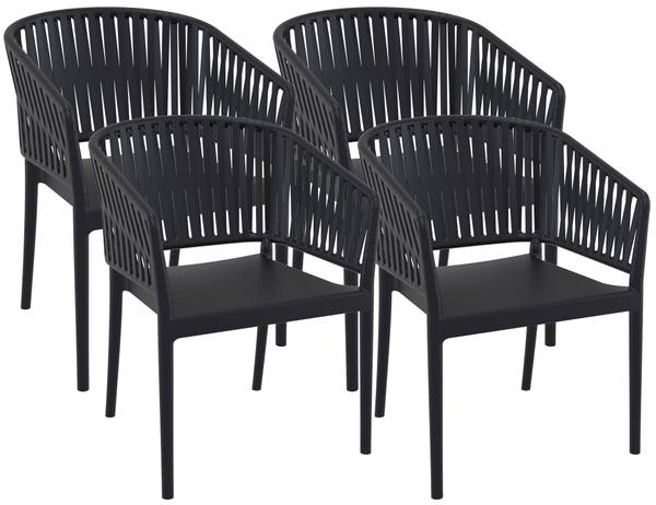 Gartenstuhl Portofino 4er Set Schwarz - 4er Set
