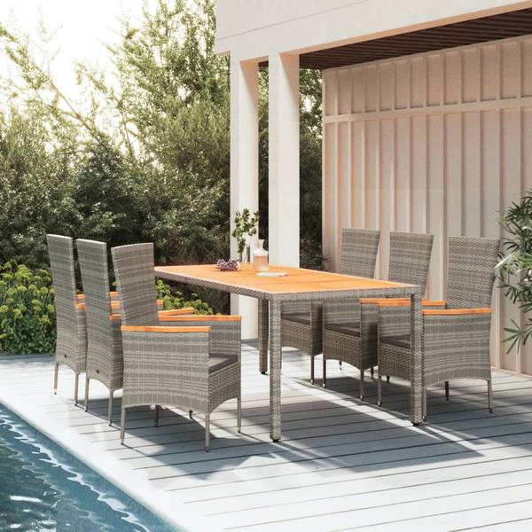Garten Essgruppe 3028992-4 (7-teilig) Grau - Polyester - Akazie - Stahl - 190 x 75 x 90 cm