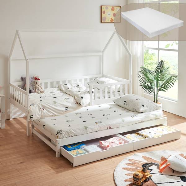 Lit cabane double Aarghonma Blanc