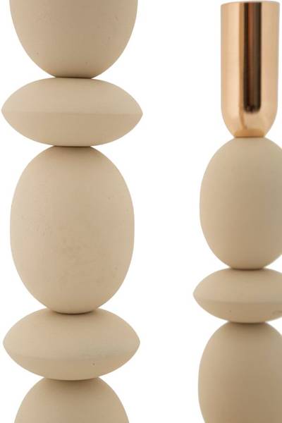 Lot de 2 porte-bougies Shuttle C Beige - Métal - 10 x 34 x 10 cm