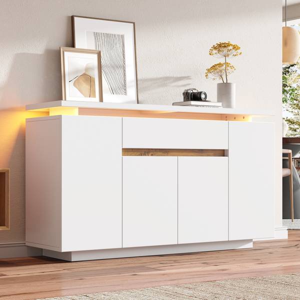 Sideboard GLOWLucy Ⅲ Weiß - Holzwerkstoff - 40 x 80 x 140 cm