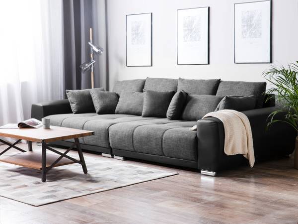 Sofa TORPO 9-tlg Schwarz - Grau - Silber