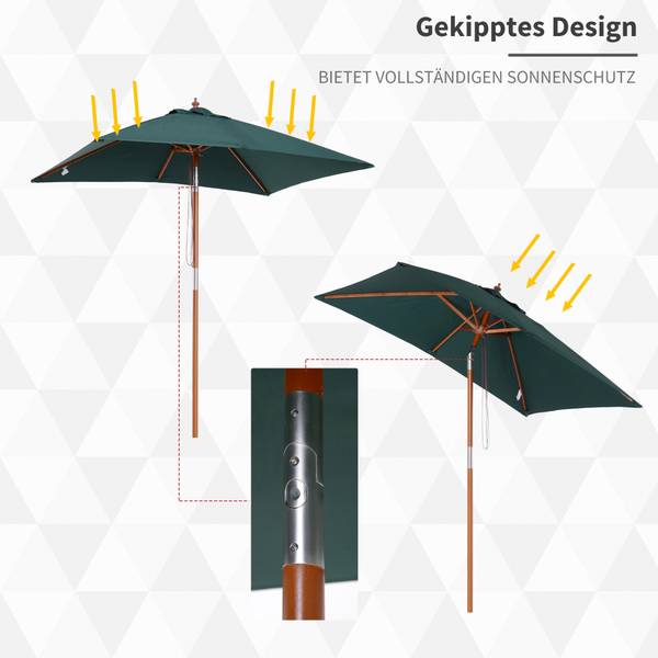 Sonnenschirm BB4344 Grün - Massivholz - 150 x 235 x 200 cm