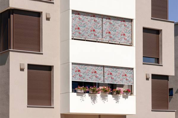 Außenrollo Flora Simplex Pink - Textil - 40 x 180 x 1 cm