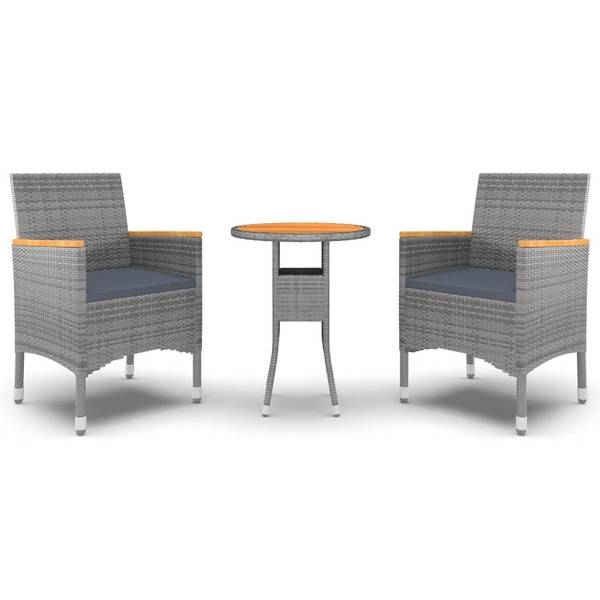 Garten Essgruppe 3014766 (3-teilig) Grau - Polyester - Akazie - Stahl - 60 x 75 x 60 cm