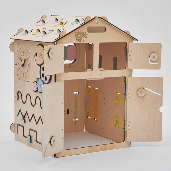 BusyHouse Montessori-Aktivitätshaus Pink - Holzwerkstoff - 40 x 60 x 40 cm