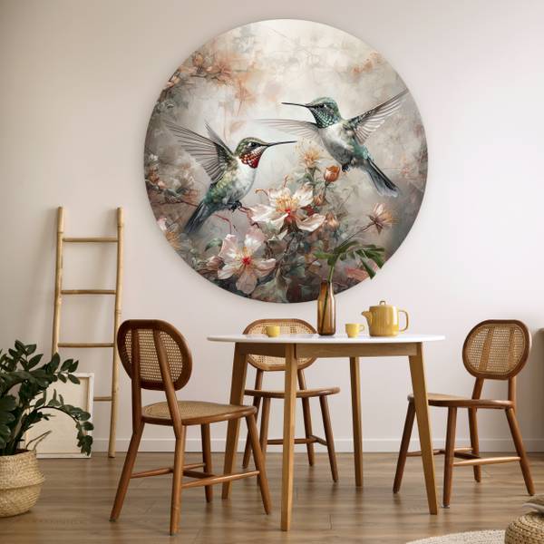 BILD Kolibris Blüten 120 x 120 cm