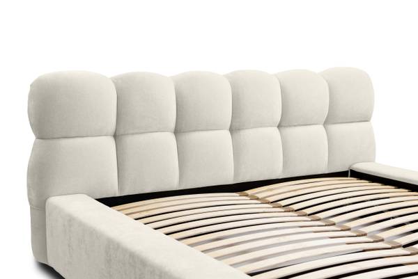 Gestoffeerd bed Paulon crèmewit - Breedte: 180 cm