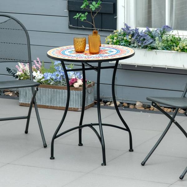 Gartentisch 649RD Blau - Metall - 60 x 71 x 60 cm