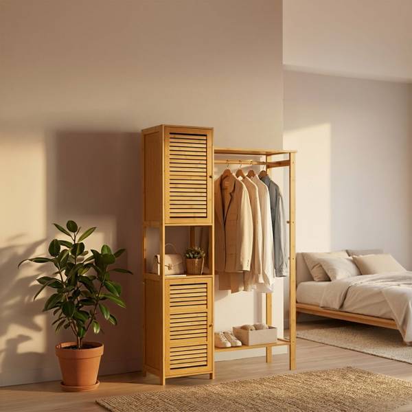 Kleiderständer aus Bambus Braun - Bambus - 99 x 164 x 29 cm